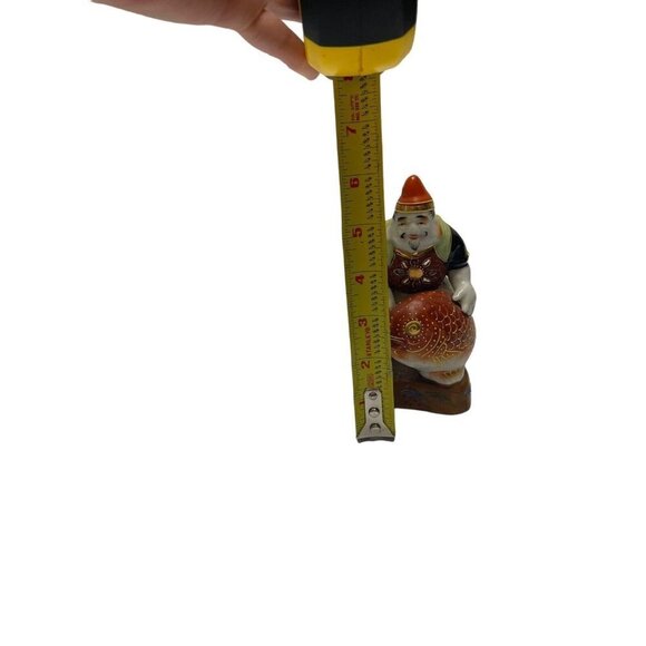 Japanese Figurine Kutani God of Prosperity w/Moriage Lucky God Vtg. 1960s - Picture 10 of 11